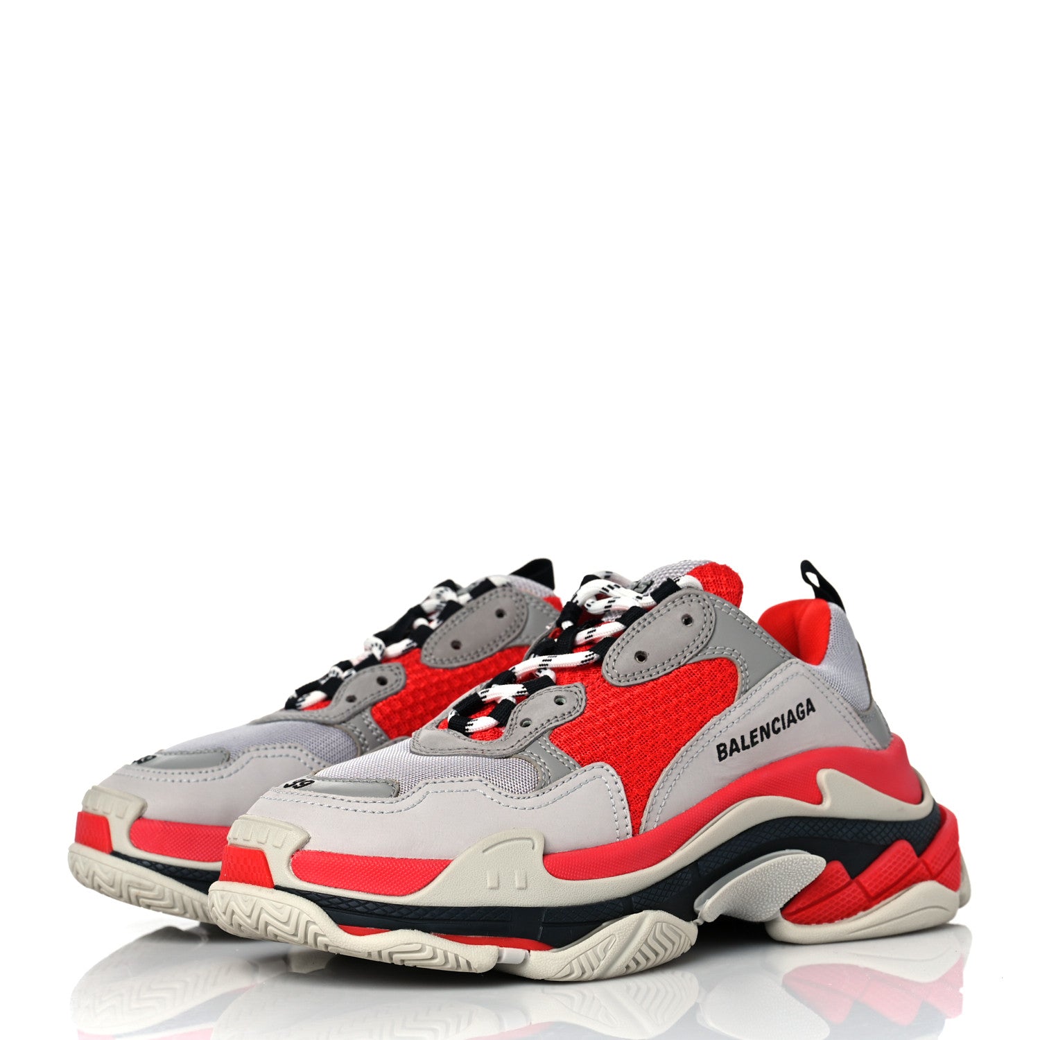 Balenciaga Fabric Mesh Womens Triple S Sneakers 39 Red Grey White 3 of 9