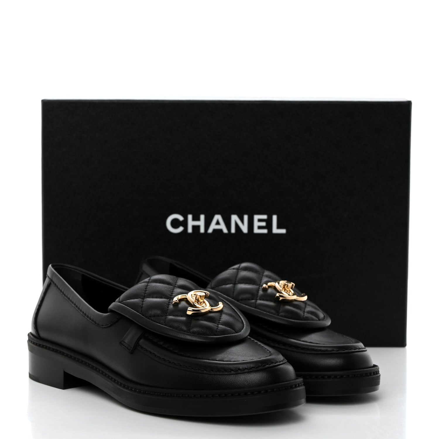 Chanel Lambskin Quilted CC Turnlock Loafers 36 Black 9 of 9