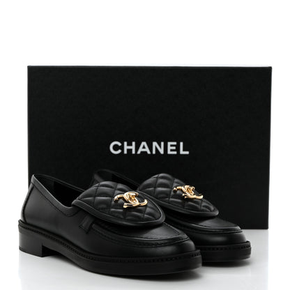 Chanel Lambskin Quilted CC Turnlock Loafers 36 Black 9 of 9