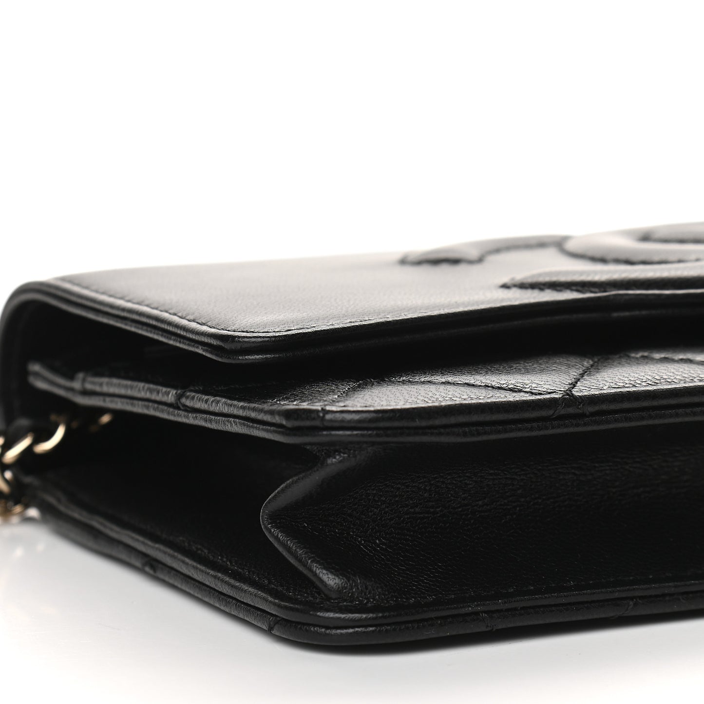 Goatskin Quilted Timeless CC Wallet On Chain WOC Black