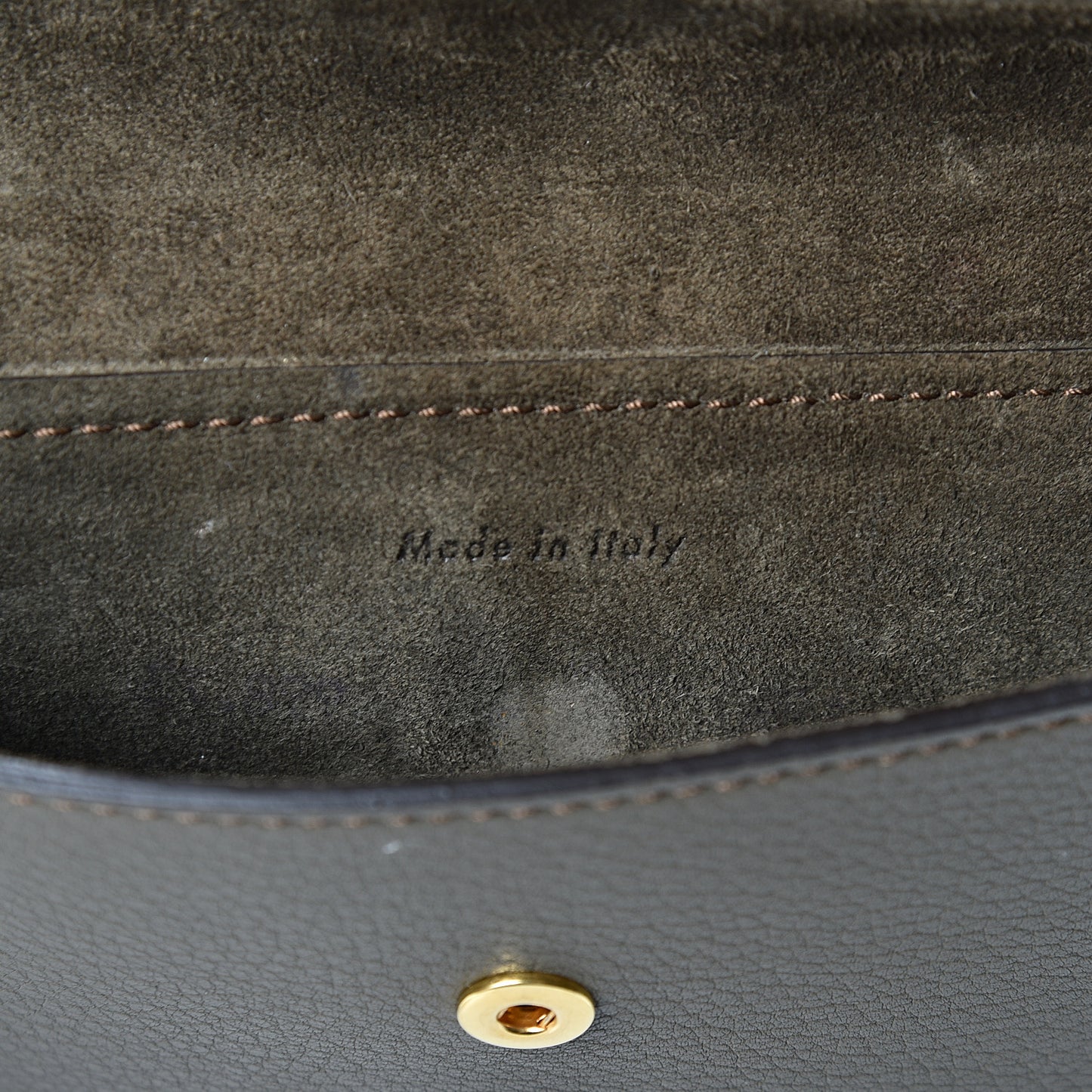 Smooth Calfskin Tie Knot Companion Pouch Dark Khaki