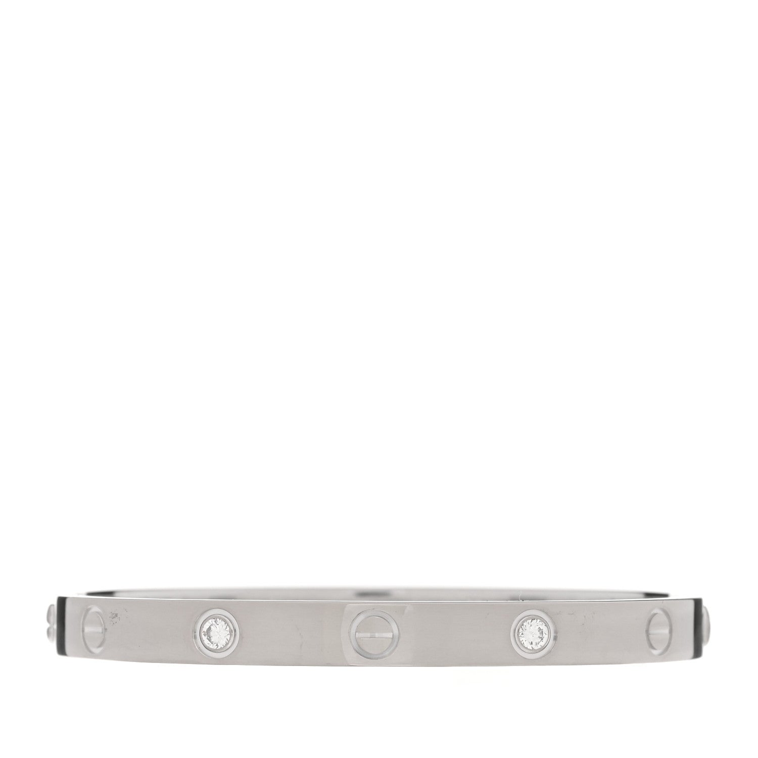 Cartier 18K White Gold 4 Diamond Love Bracelet 17 1 of 5