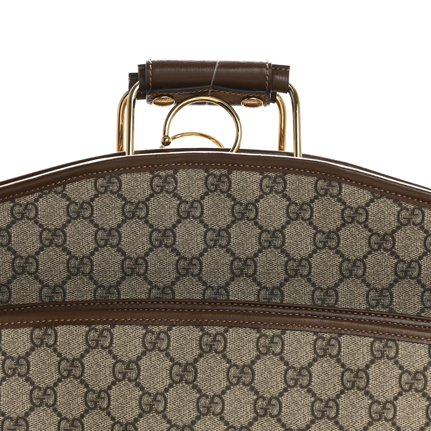 Gucci GG Supreme Monogram Azalea Calfskin Retro Interlocking G Hanger Garment Bag Beige Ebony Brown Sugar 7 of 9