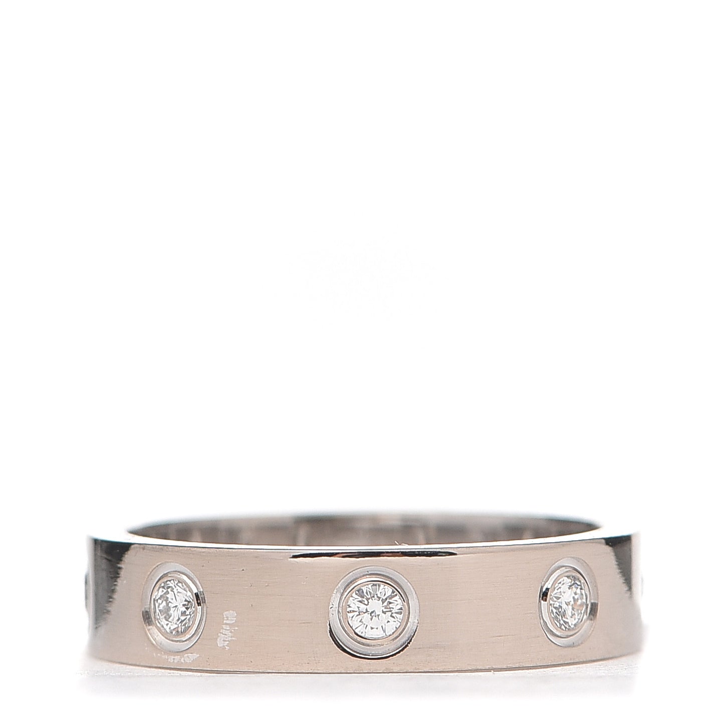 18K White Gold 8 Diamond 4mm Wedding Band LOVE Ring 49 4.75