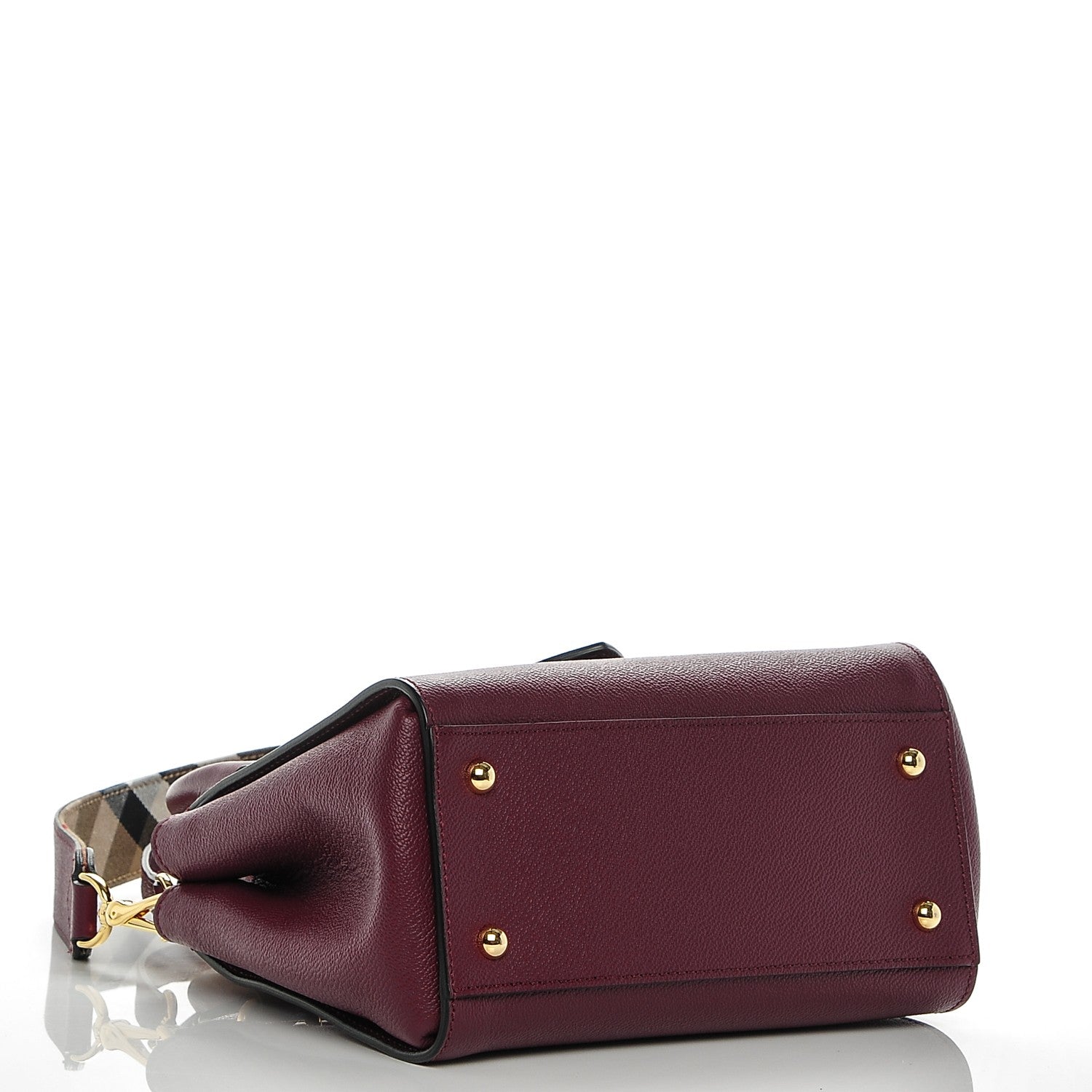 Burberry Soft Grain Calfskin Small Buckle Tote Dark Plum 4 of 7