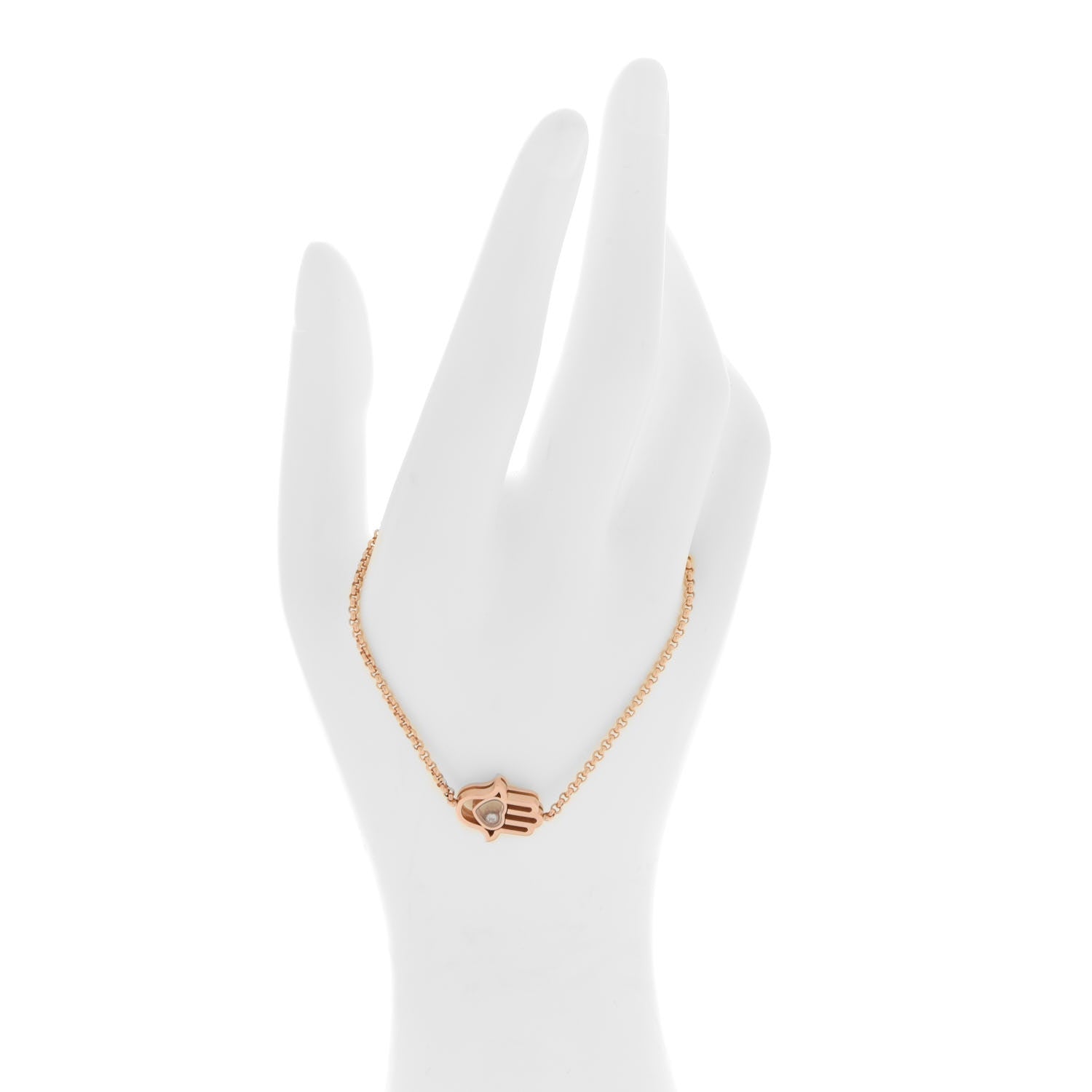 Chopard 18K Rose Gold Diamond Happy Diamonds Good Luck Charm Hamsa Bracelet 2 of 6