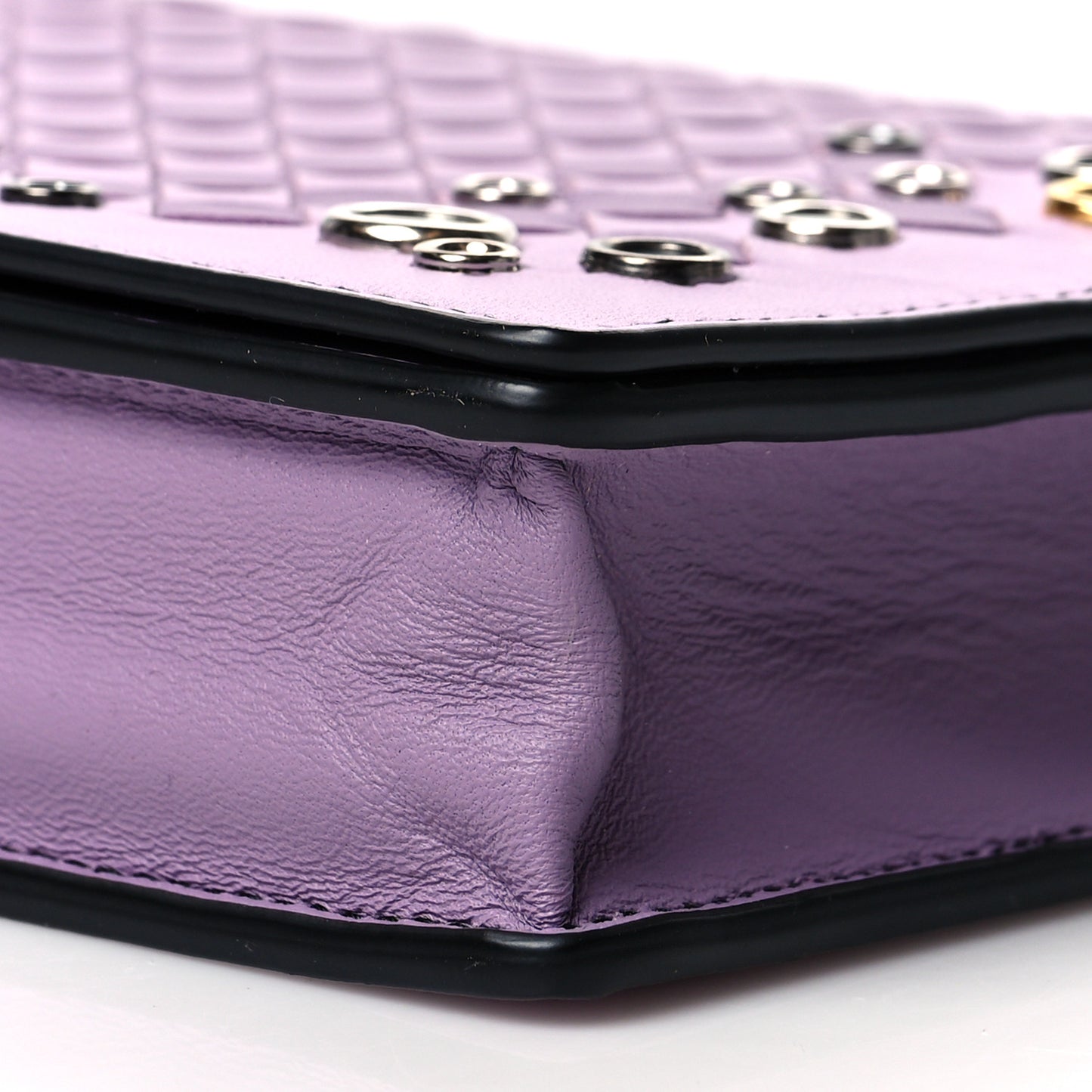 Nappa Intrecciato Studded Embellished Chain Wallet Purple