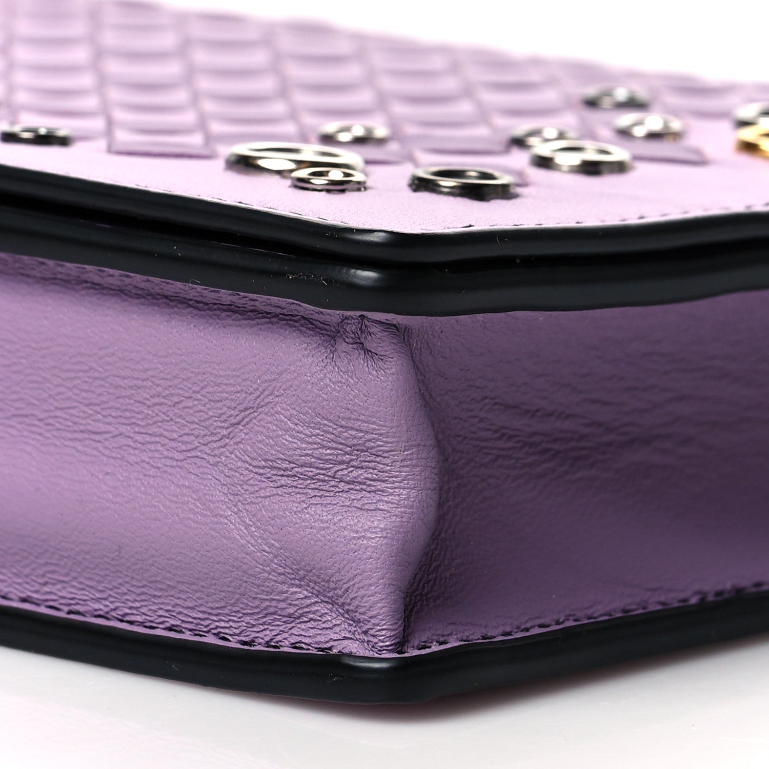 Bottega Veneta Nappa Intrecciato Studded Embellished Chain Wallet Purple 9 of 9