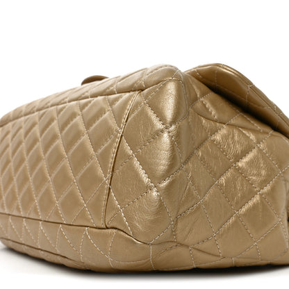 Chanel Metallic Calfskin Quilted Small XXL Travel Flap Bag Gold 10 of 10