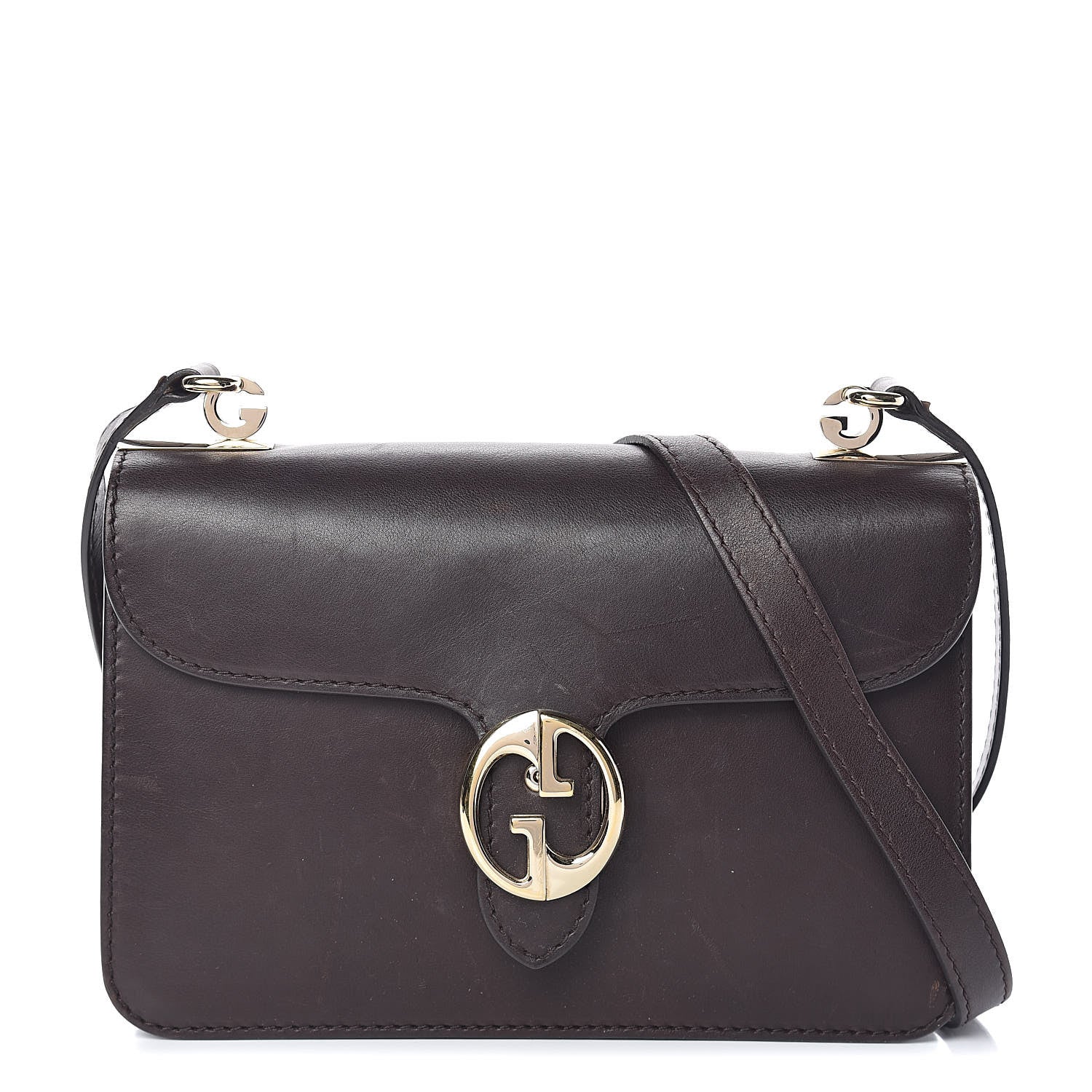 Gucci Calfskin Medium 1973 Shoulder Flap Bag Dark Brown 1 of 23