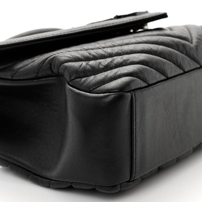 Saint Laurent Sheepskin Matelasse Chevron Monogram Monochrome Medium College Bag Black 8 of 10