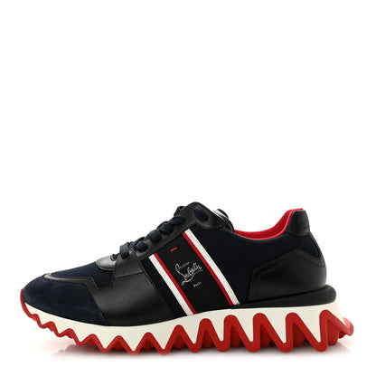 Christian Louboutin Calfskin Canvas Suede Olona Double Mens Nastroshark Sneakers 44 Navy 1 of 10