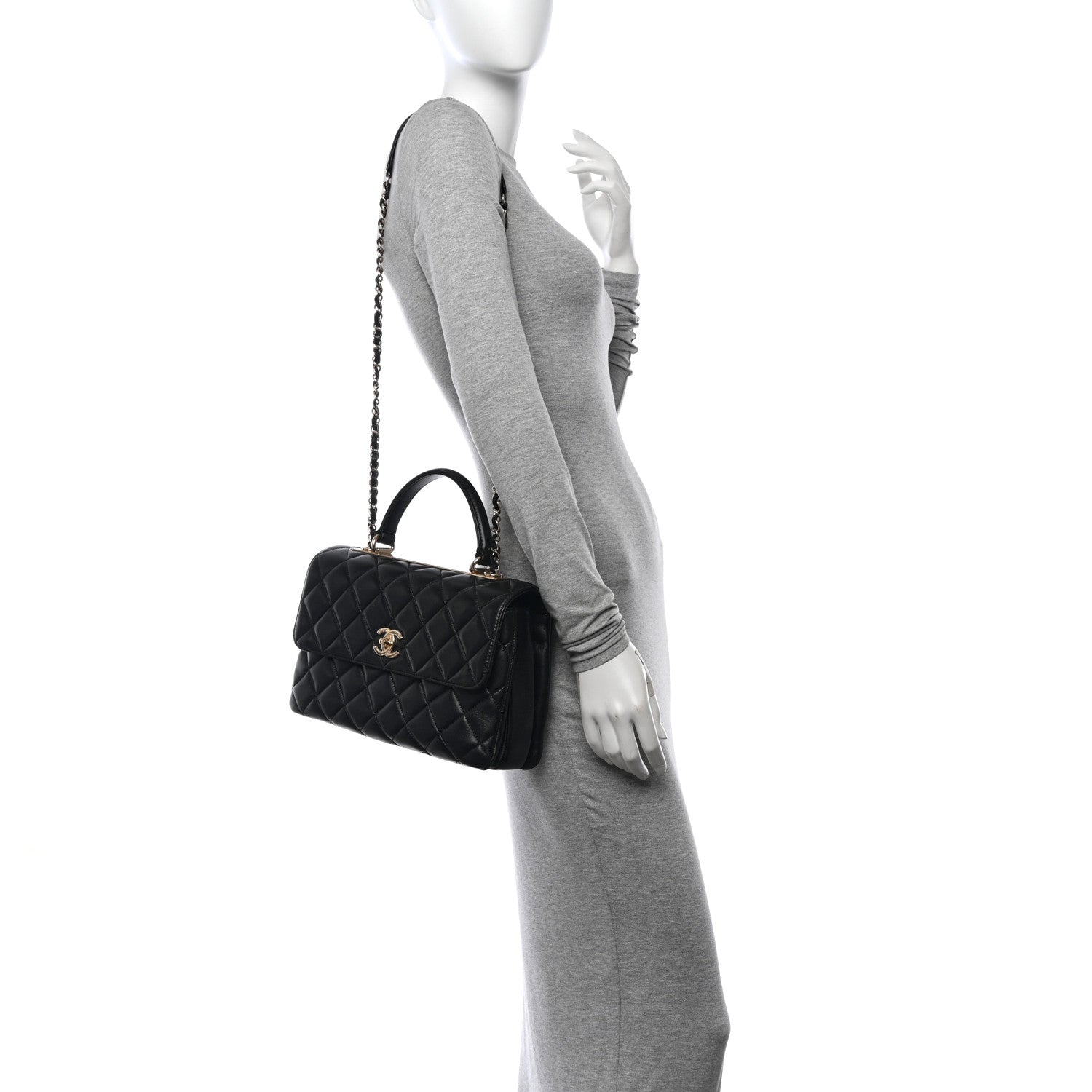 Chanel Lambskin Quilted Medium Trendy CC Flap Dual Handle Bag Black 2 of 11