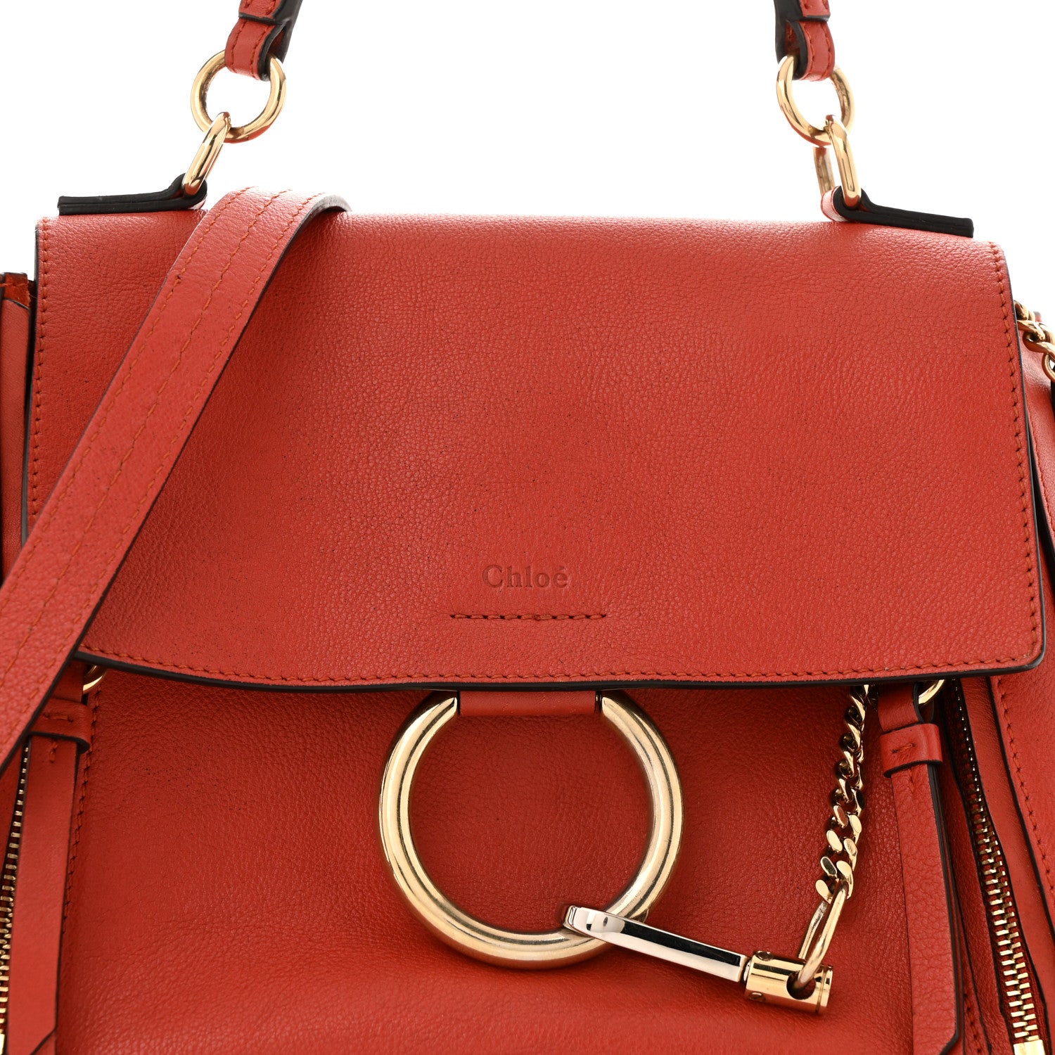 Chloe Calfskin Small Faye Day Shoulder Bag Dahlia Red 8 of 14