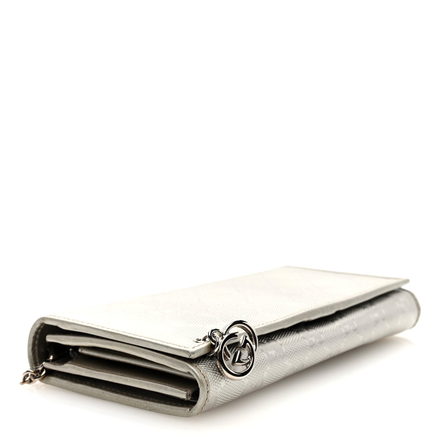 Imprime Monogram GG Pierce Chain Clutch Wallet Silver