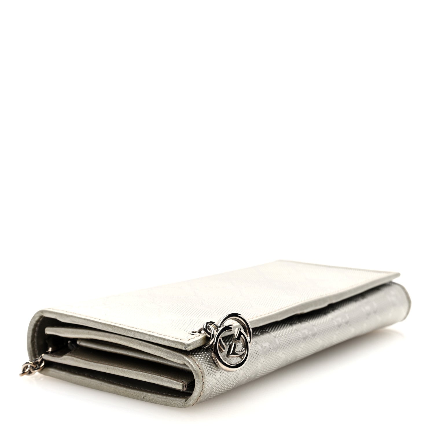 Gucci Imprime Monogram GG Pierce Chain Clutch Wallet Silver 4 of 10