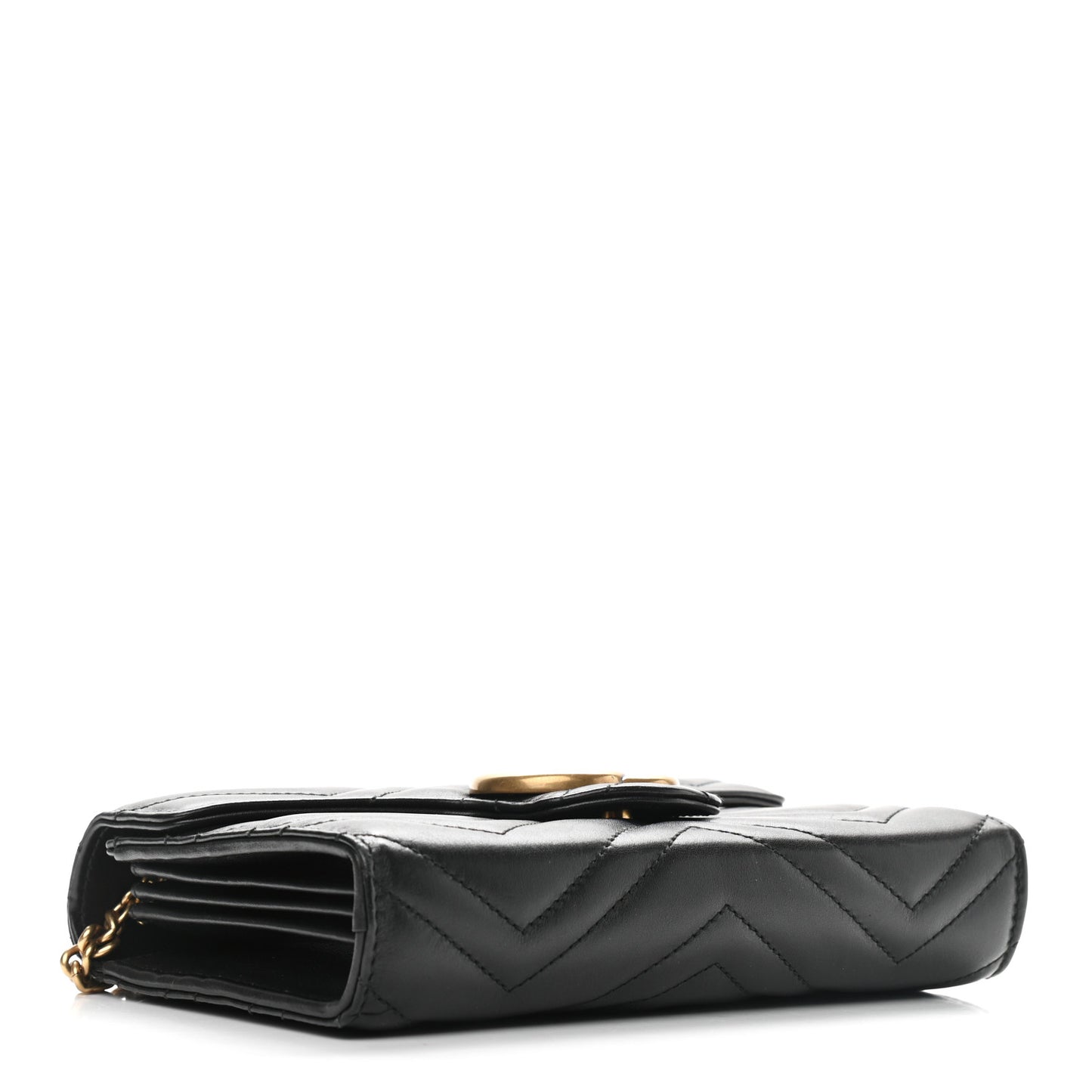 Calfskin Matelasse GG Marmont Chain Wallet Black