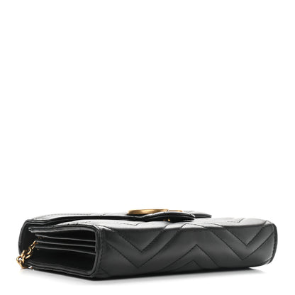 Gucci Calfskin Matelasse GG Marmont Chain Wallet Black 4 of 11
