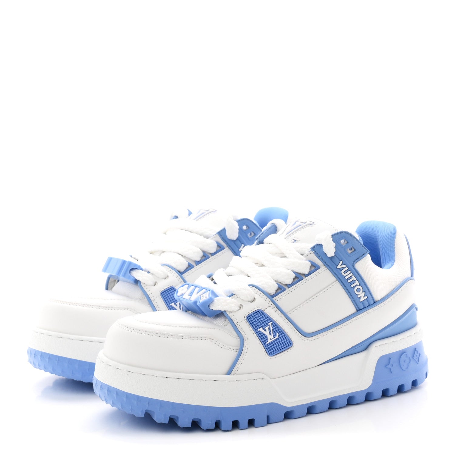 Louis Vuitton Calfskin Womens LV Trainer Maxi Sneakers 38 Bleu Ciel 4 of 12