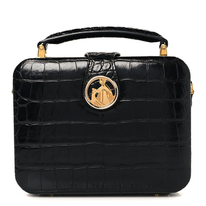 Lanvin Calfskin Crocodile Embossed Bento Bag Black 1 of 10