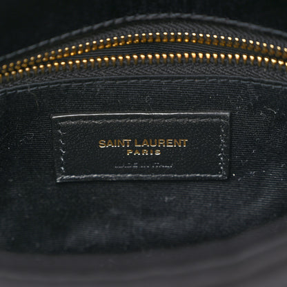 Saint Laurent Satin Quilted Toy Loulou Puffer Monogram Chain Satchel Black 6 of 10