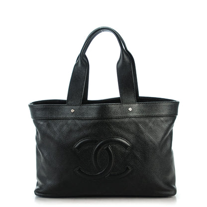 Chanel Goatskin Perforated Large CC Tote Black 1 of 7