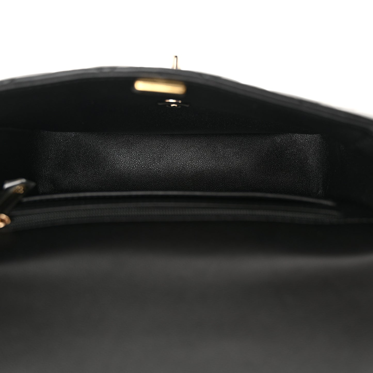 Lambskin Quilted Small Top Handle Square Flap Black