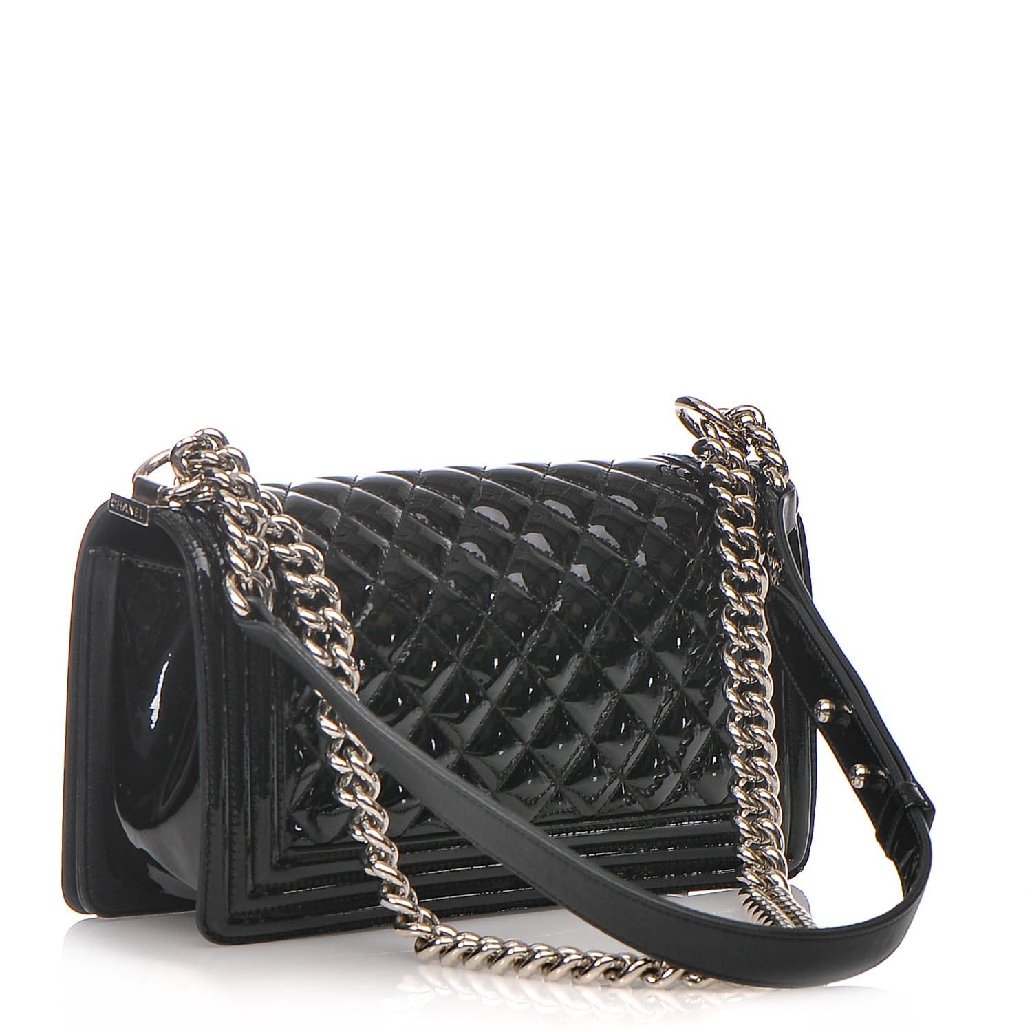 Chanel Patent Calfskin Quilted Medium Plexiglass Boy Flap Black 3 of 9