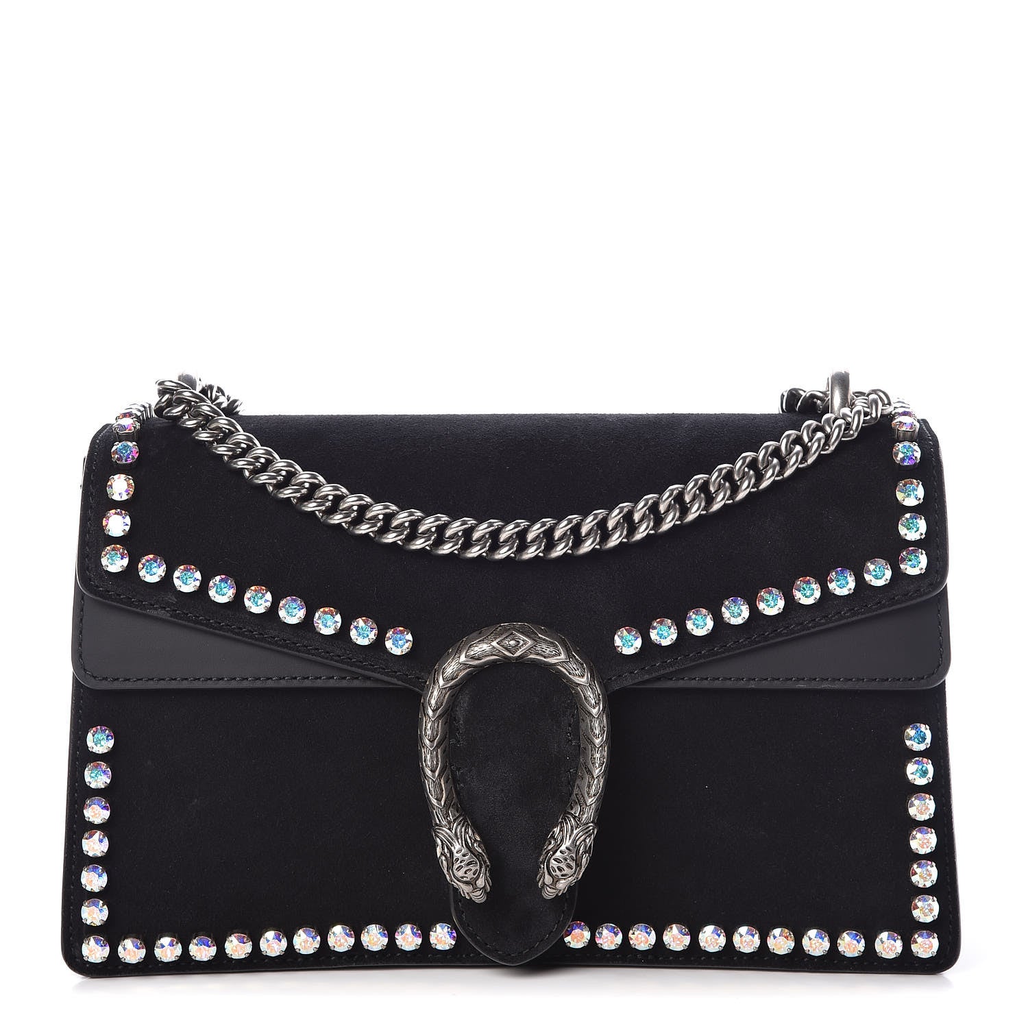 Gucci Suede Crystal Small Dionysus Shoulder Bag Black 1 of 10