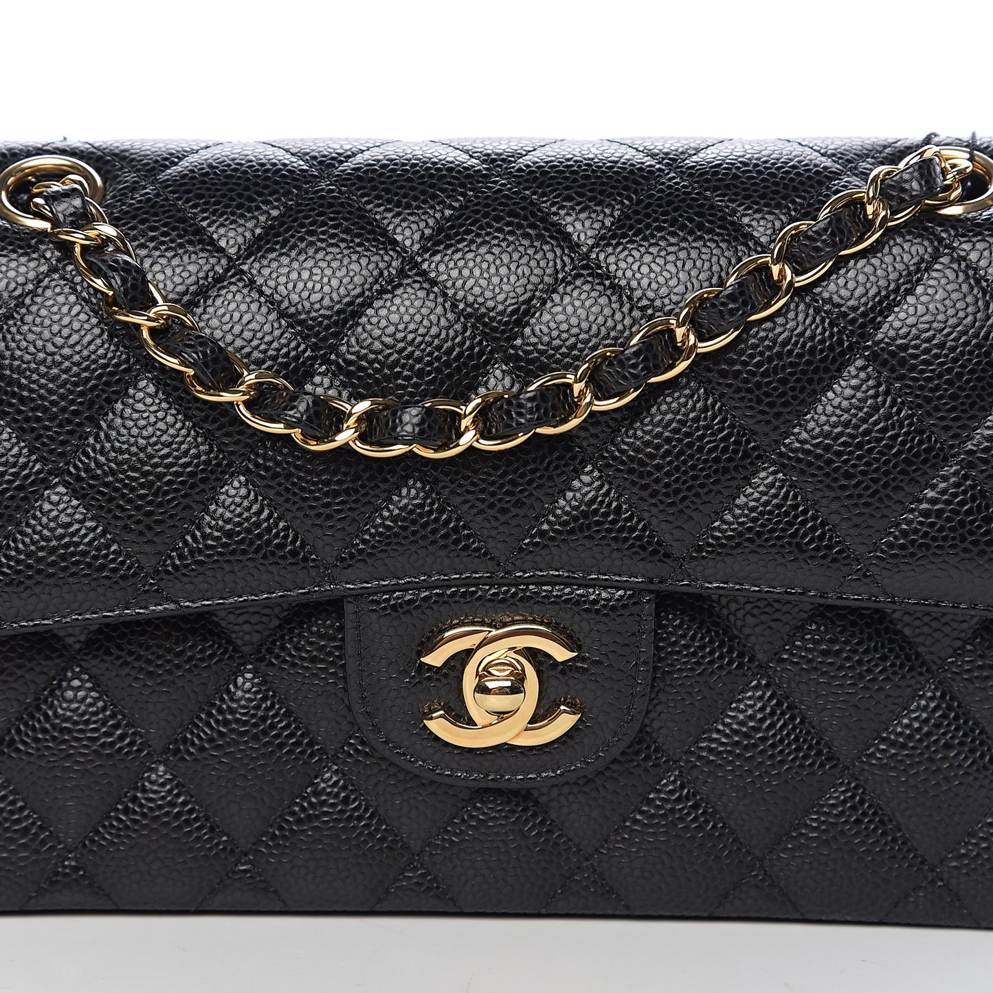 Caviar Quilted Small Double Flap Black