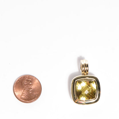 David Yurman Sterling Silver 18K Yellow Gold Lemon Citrine 14mm Albion Enhancer Pendant 2 of 4