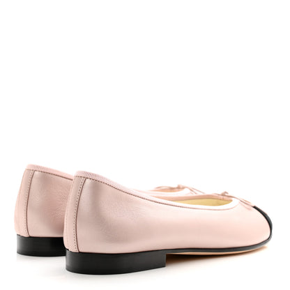 Chanel Lambskin Grosgrain Cap Toe CC Ballerina Flats 38.5 Pink Black 4 of 9
