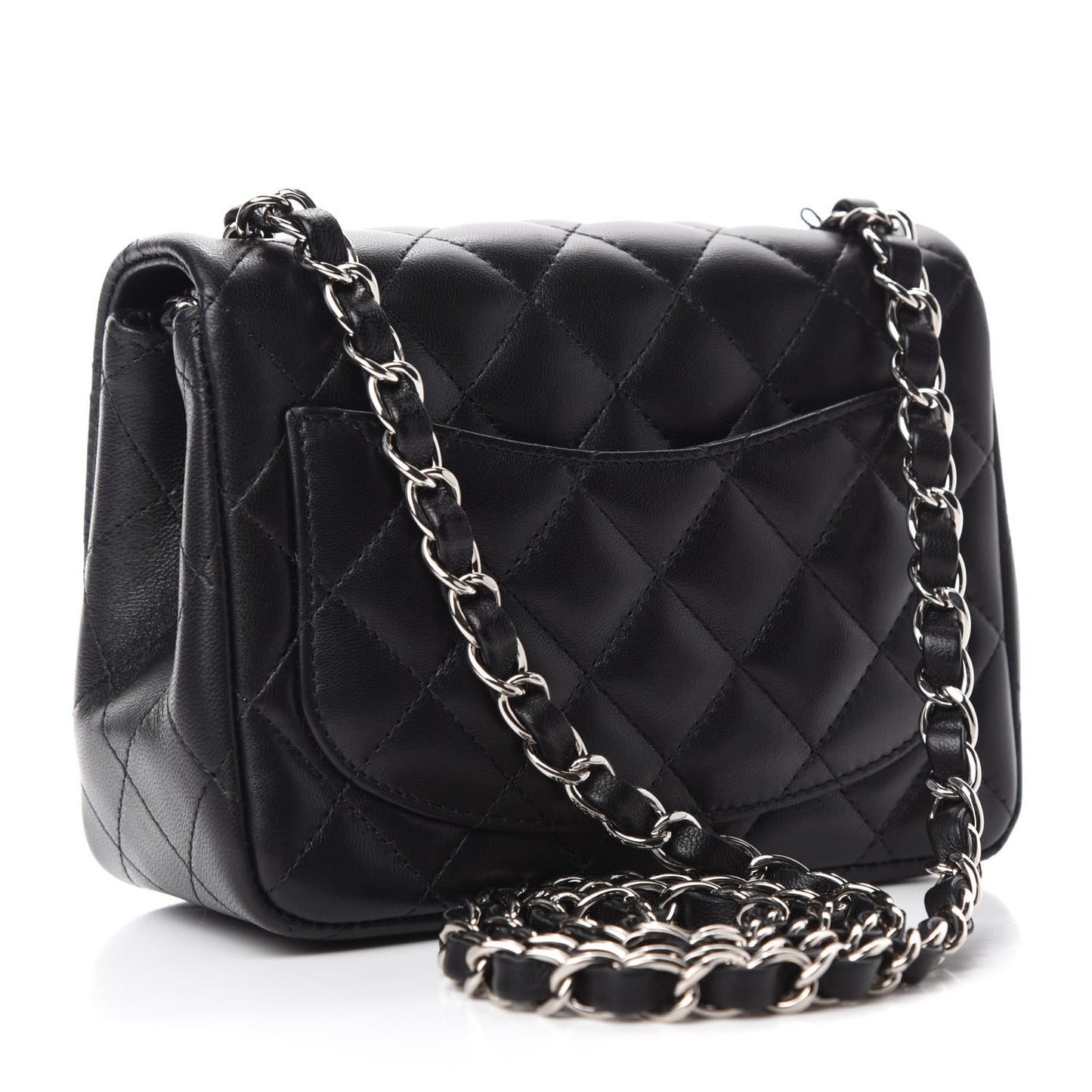 Lambskin Quilted Mini Square Flap Black