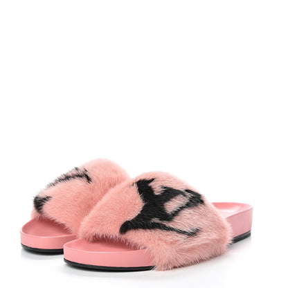 Louis Vuitton Mink Fur Bom Dia Flat Mules 39 Pink 3 of 7