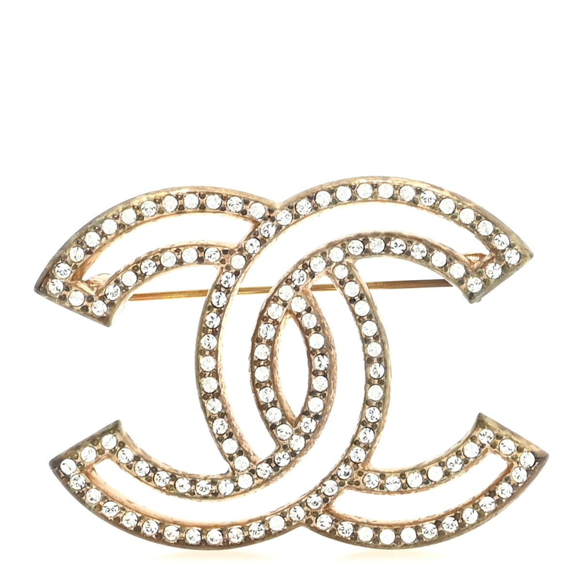 Chanel Metal Crystal CC Brooch Silver 1 of 4