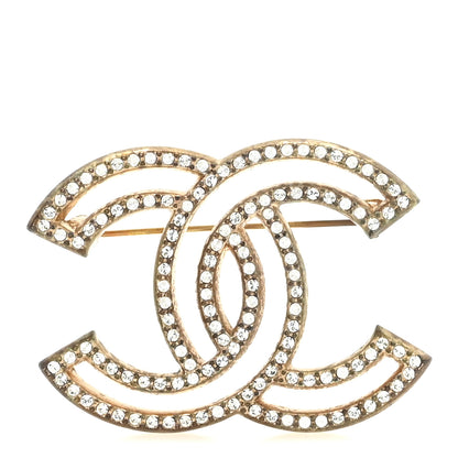 Chanel Metal Crystal CC Brooch Silver 1 of 4