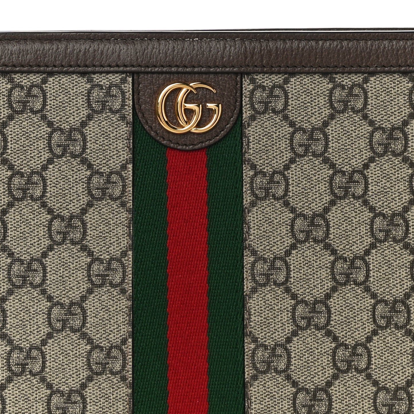 GG Supreme Monogram Web Ophidia Pouch Brown