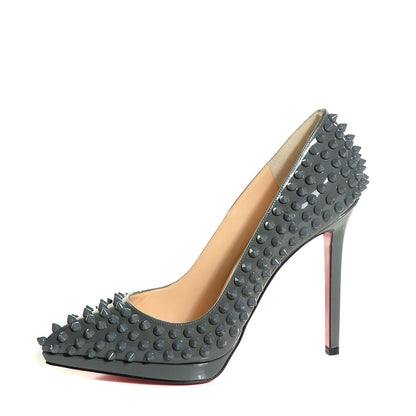 Christian Louboutin Patent Pigalle Plato Spikes 120 Pumps 37 Acier 1 of 7