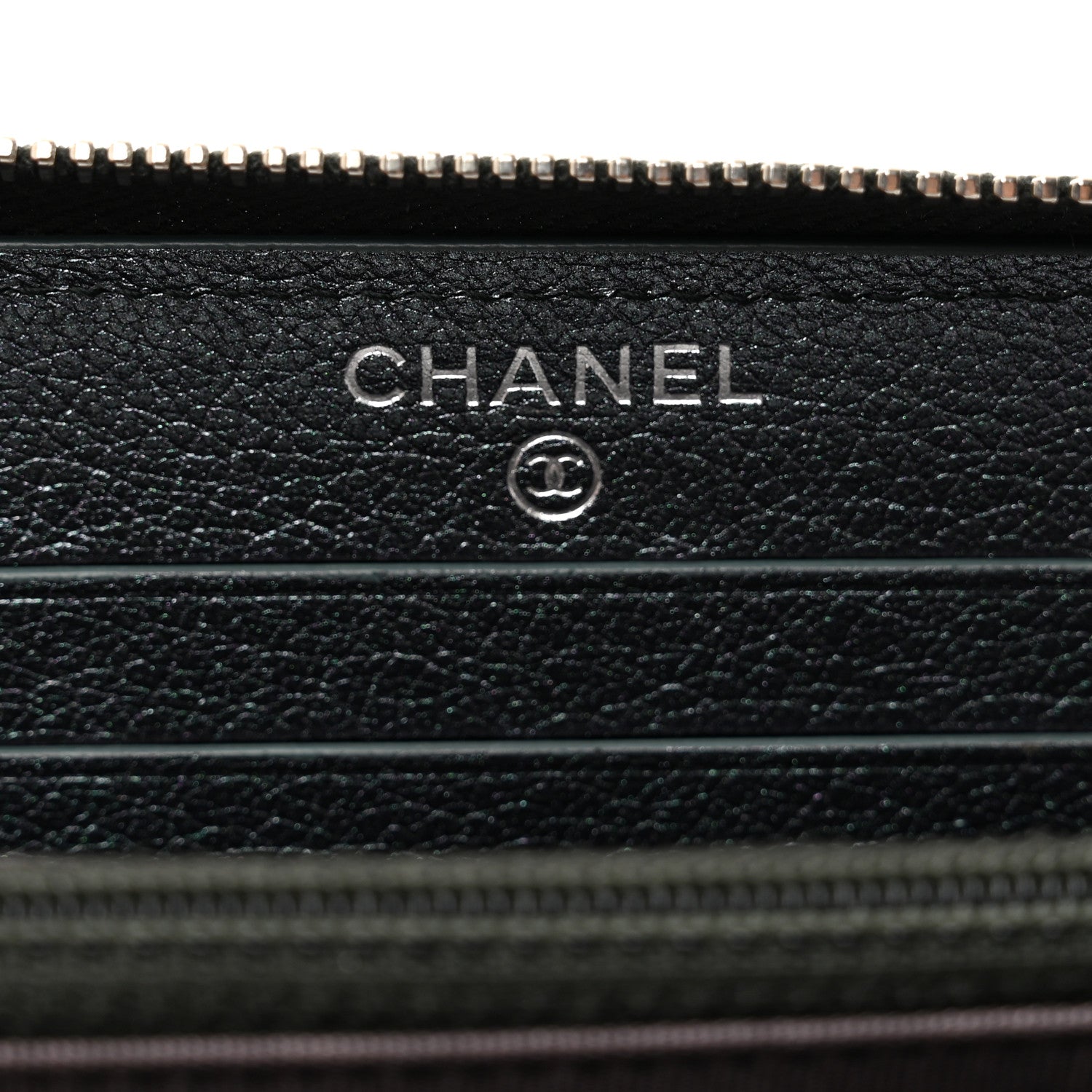 Chanel Iridescent Goatskin Quilted Small Zip Around Wallet Purple 6 of 8