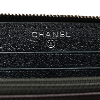 Chanel Iridescent Goatskin Quilted Small Zip Around Wallet Purple 6 of 8