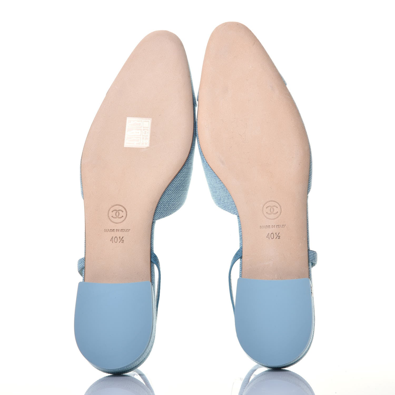 Chanel Denim Cap Toe CC Slingback Flats 40.5 Blue 5 of 8