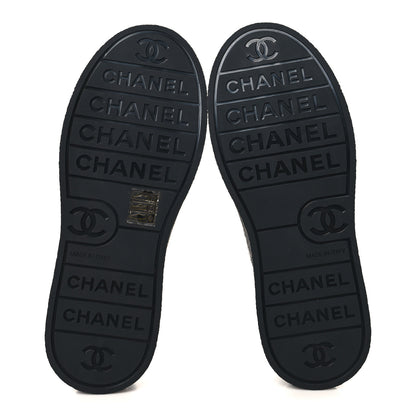 Chanel Crumpled Lambskin Patent Cap Toe CC Stitched High Top Sneakers 37.5 Black 6 of 8