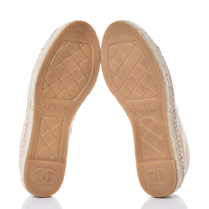 Chanel Lambskin CC Espadrilles 35 Beige Black 5 of 13