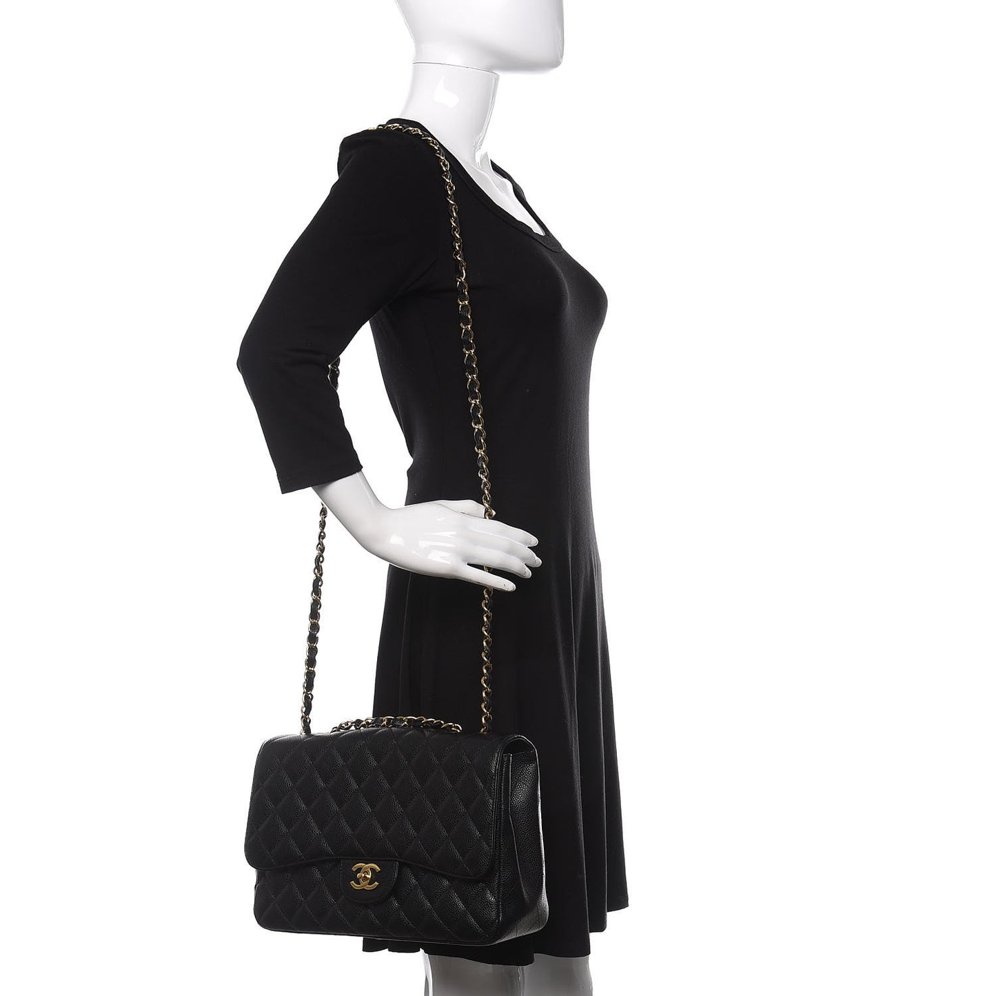 Caviar Quilted Jumbo Single Flap Black