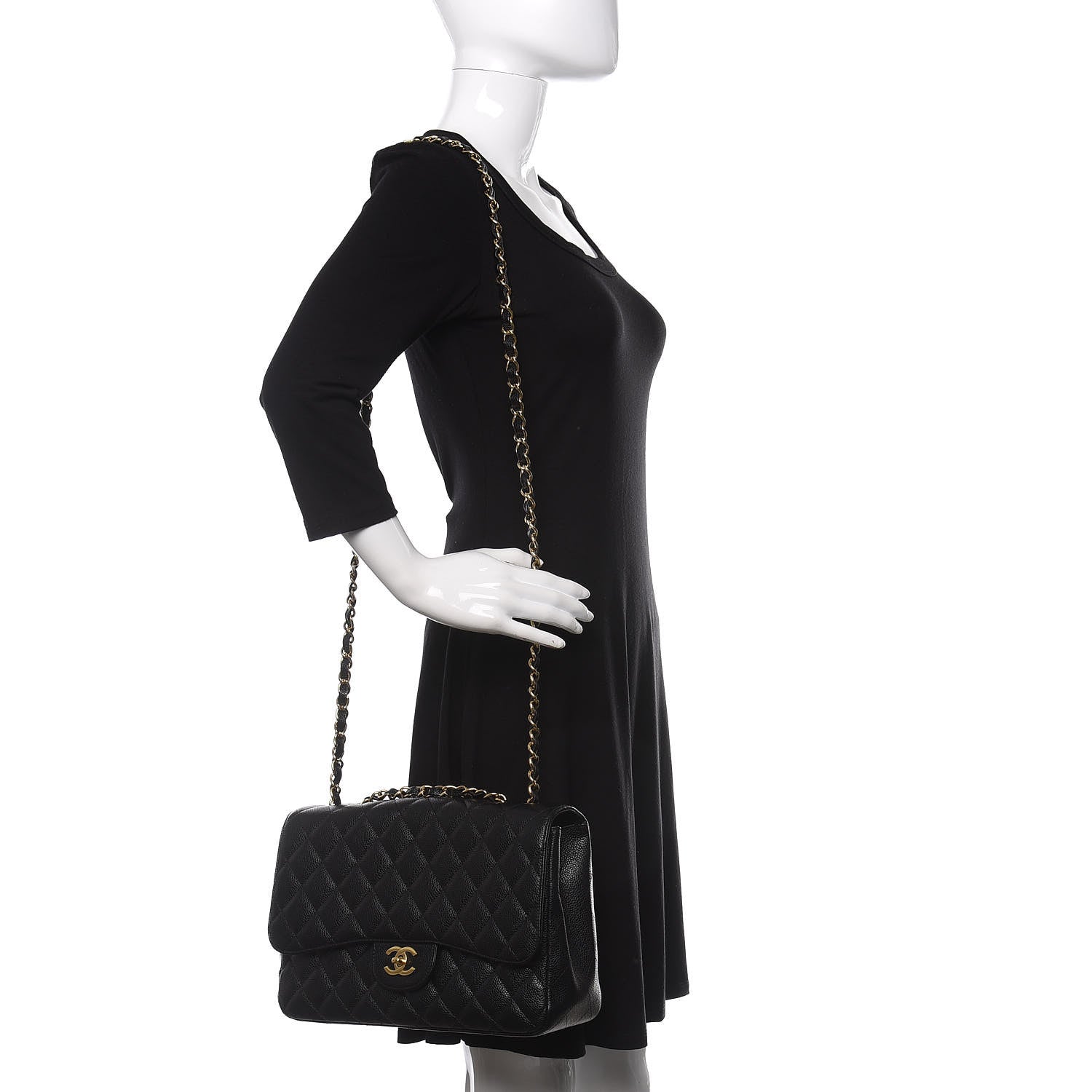 Chanel Caviar Quilted Jumbo Single Flap Black 2 of 11