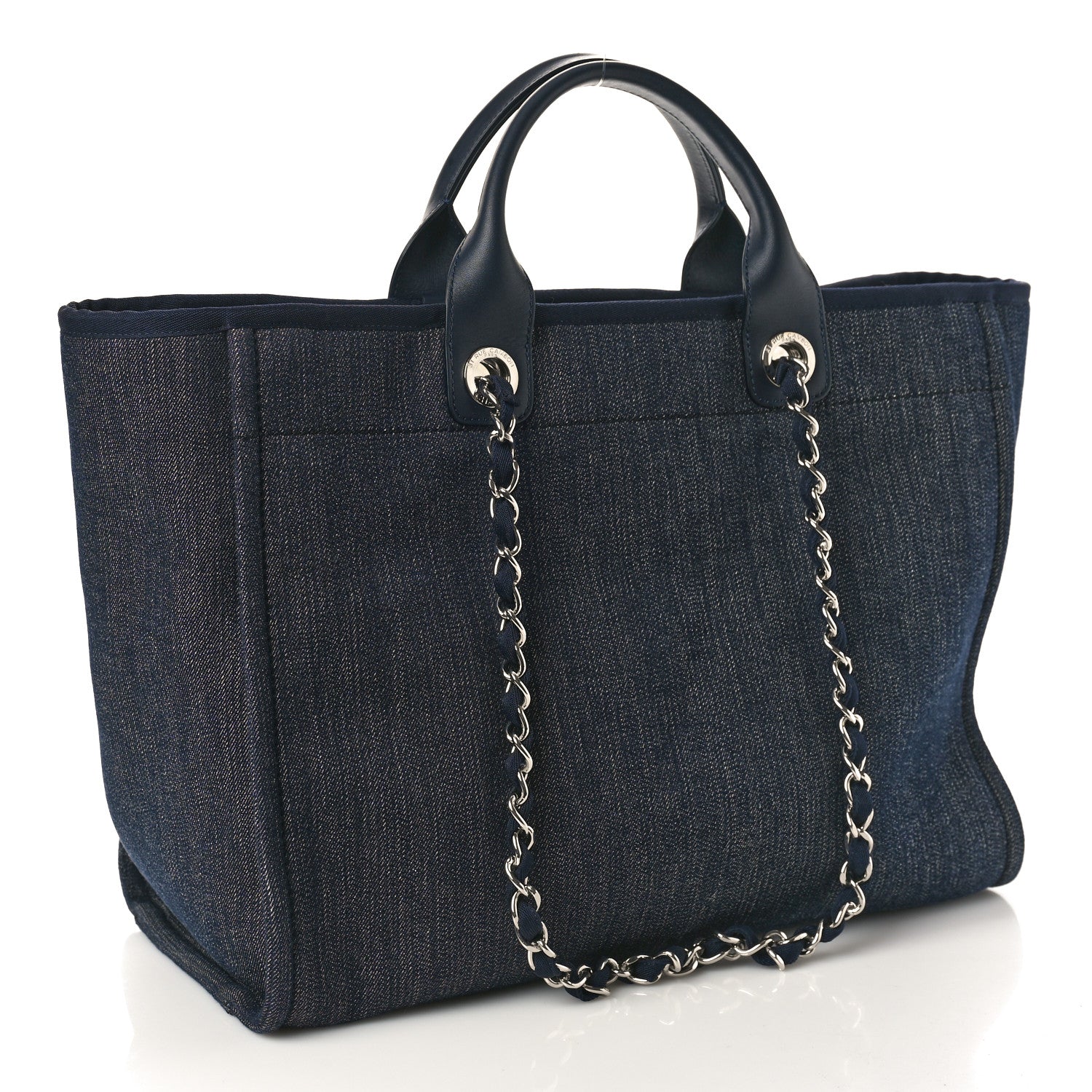 Chanel Denim Large Deauville Tote Dark Blue 3 of 10