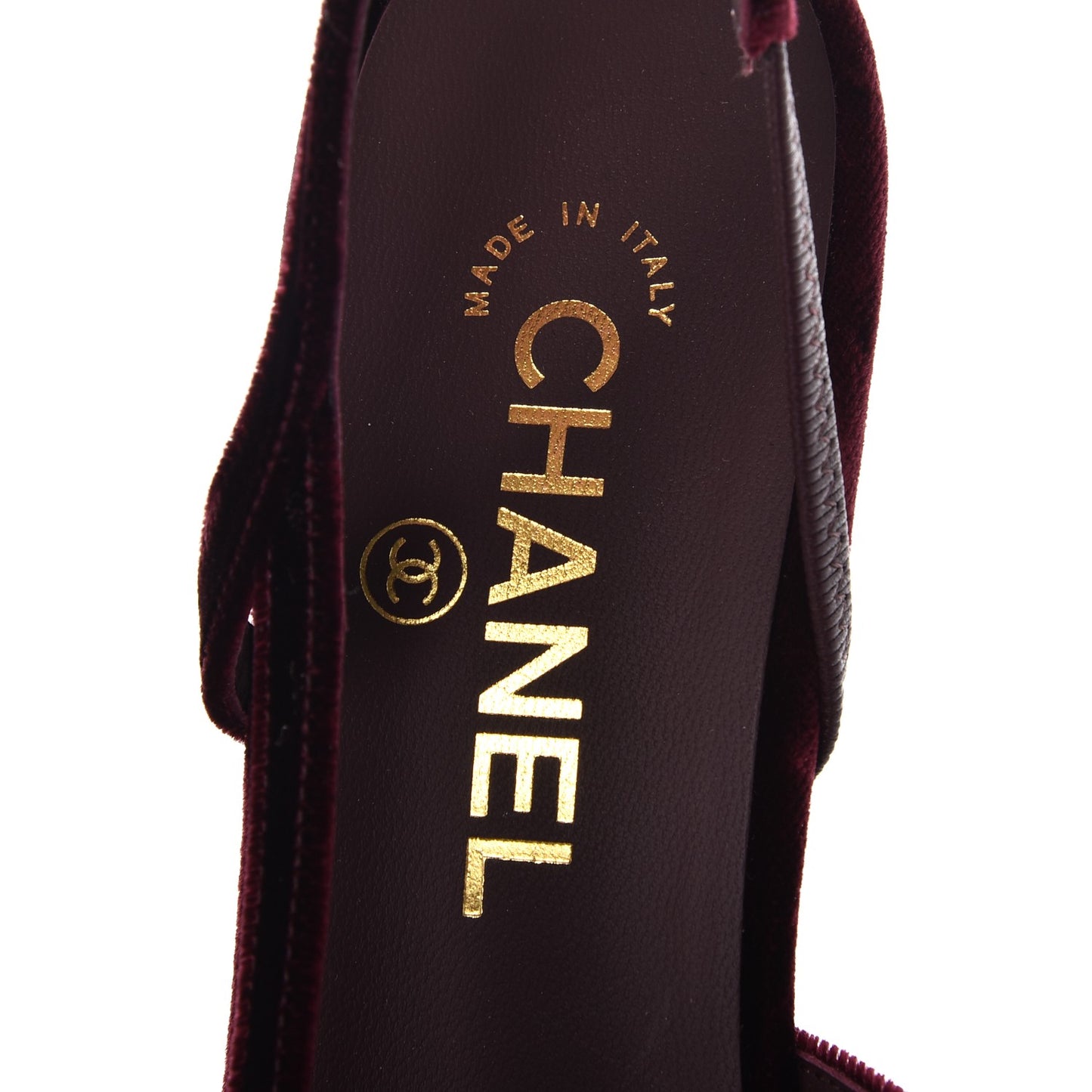 Velvet Grosgrain Cap Toe CC Slingback Pumps 38.5 Burgundy Black