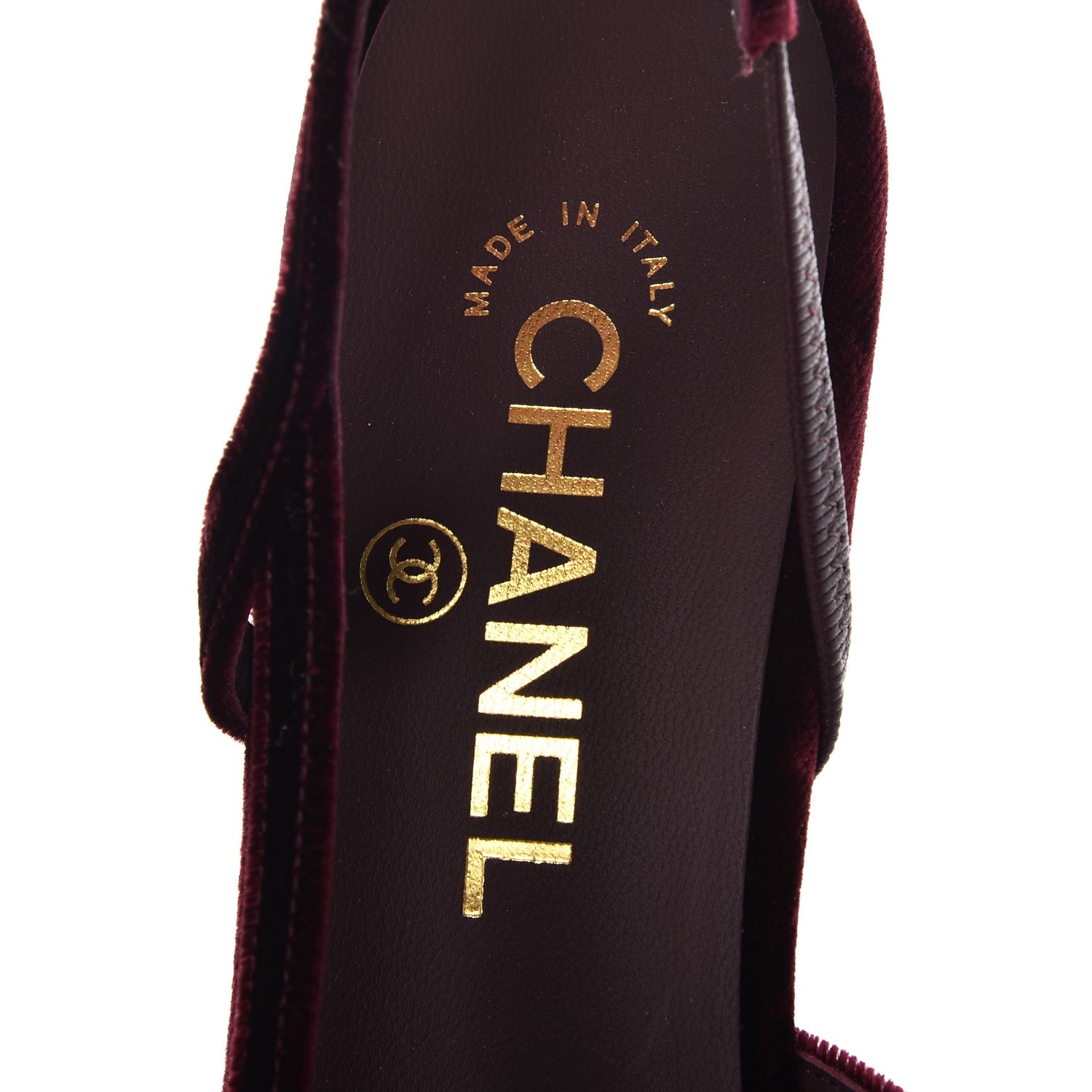 Chanel Velvet Grosgrain Cap Toe CC Slingback Pumps 38.5 Burgundy Black 7 of 9