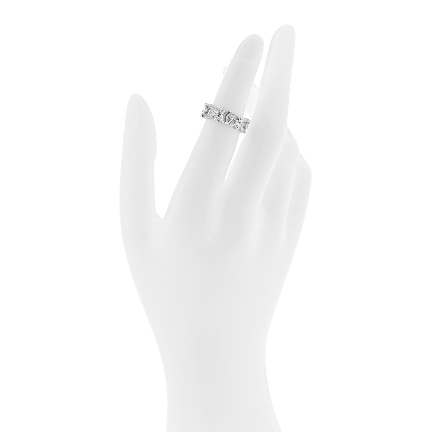 Gucci 18K White Gold Diamond Flora Pave Ring 48 4.5 2 of 5