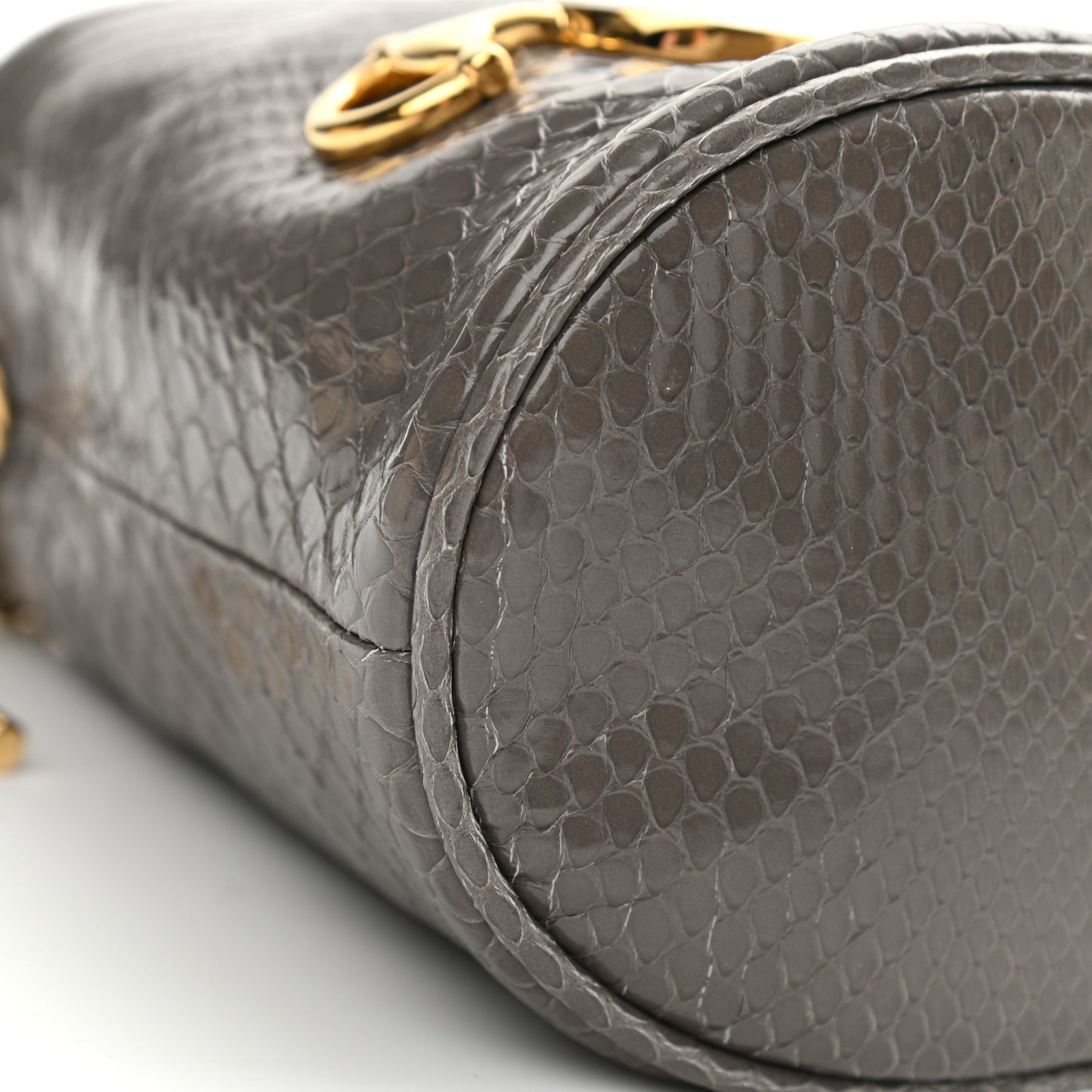 Snakeskin Mini Zumi Bucket Bag Dusty Grey
